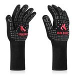 BBQGO BBQ Grill Gloves, Extreme Heat Resistant Grilling Gloves, Non-Slip Silicone Insulated Grill Mitts for Cooking/Baking/Grill/Welding/Smoker, 14inch