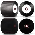 Singhoow 25 Pcs CD-R Blank Discs 700MB 80 Min 52X Vinyl Recordable Disc with White Inkjet Printable Center and Black Recording Surface for Music Data