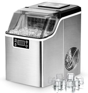 ADVWIN Ice Maker Machine Countertop - Stainless Steel Portable Ice Cube Maker, Auto Self-Cleaning, for Home/Kitchen/Office/Bar