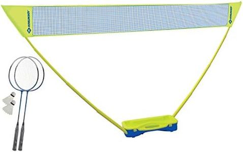 Schildkröt Funsports Set Badminton Compact, 1 valise de transport, 2 raquettes, 1 filet, 2 barres télescopiques, 2 volants, jaune-bleu, 970992