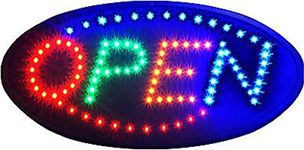 OPEN OVAL MULTI COLOUR = ORIGINAL SSS® LED SIGN BRIGHT NEON PROFESSIONAL POWERFUL ANIMATED FLASHING DISPLAY HANGING CHAIN INCLUDED SIGNS 45cm x 25cm x 2cm