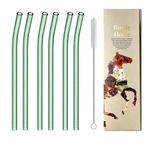 Glass Straws by Rustic Horse.Pack of 6 with Brush (Go Green)