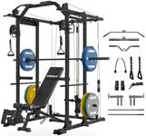 Mikolo K6 Power Cage, Power Rack with Cable Crossover System, Home Gym Packages with Weight Bench, Olympic Barbell, 230b Weight Set-Black