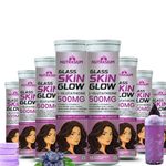 Nutrasium GLASS SKIN GLOW | 500 mg L-Glutathione Reduced with Resveratrol, Niacinamide, Hyaluronic acid Vitamin C & E | For Skin Whitening & Glowing, Reduce Dark Spot |120 Fizzy Tablets | Pack of 8