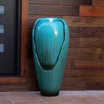 Alpine Corporation 84 cm Tall Water Jar Fountain with LED Light, Turquoise