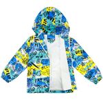 LACOFIA Boys Waterproof Jacket Kids Windbreaker School Hooded Coat Mesh Lined Lightweight Raincoat for Children Blue Graffiti 9-10 Years