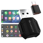 Amkette Drive S1 2 in 1 Wireless CarPlay & Android Auto Adapter | WiFi 6 Low-Latency | Bluetooth 5.4 Fast Pairing | Converts Wired to Wireless | USB-A & USB-C | Supports OEM Steering Controls