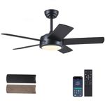 42" Black Ceiling Fans with Lights - Modern Low Profile Ceiling Fan with Lights and Remote Control, 5 Dual-Sided Blades, Reversible DC Motor, Ceiling Fan for Indoor and Outdoor