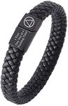 ForeverWill 1 Year AA NA Sobriety Jewelry Gifts for Men Women,Inspirational Magnet Leather Recovery Bracelets,Personalized Narcotics Alchohol Addiction Recovering Friends Family,Customized Black,