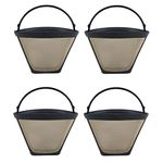 4 Washable & Reusable Coffee Filters # 4 Cone Fit Black & Decker, Braun, Cuisinart, GE, Hamilton Beach, Jerdon, Krups, Melitta, Mr. Coffee, Mr. Coffee Concepts, Norelco, Proctor Silex, Regal, Sunbeam & West Bend, Designed & Engineered by Crucial Coffee