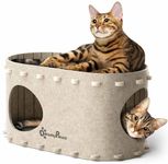 DownyPaws Cat House Indoor, Scratch Resistant Cat Cave, Cat Bed for Large Cats, Pet House for Multiple Cats Up to 10kg, Cream