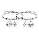 Best Friends Gift For Women,Friendship Silver Pendant Bracelet Adjustable Jewellery For BFF Bestie Sisters Colleague Birthday Christmas Graduation Memorable Bracelet Gift