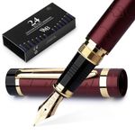 Wordsworth & Black Primori Fountain Pen Set [Red Gold]; Medium Nib, Gift Case, 24 Ink Cartridges, Refill Converter, Manual; Journaling, Calligraphy, Smooth Writing Pens; Left and Right Handed