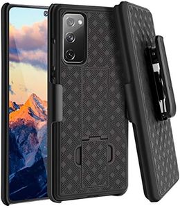Samsung Galaxy S20 FE 5G Fingic Belt Clip Holster Case Slim Combo Shell with Kickstand, Swivel, Rugged Protective Cover ,6.5 inch - Black