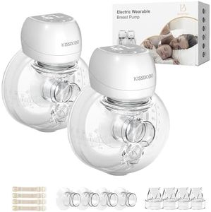 Breast Pump Electrical Wearable, Plainless Hands Free Breast Pumps,3 Modes 9 Levels with LCD Display, Low Noise Rechargeable Wireless Protable Breast Pump with 21mm/24mm Flanges (White 2PCS)