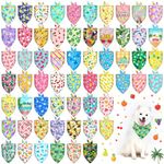 60Pcs Dog Bandanas Bulk, Spring Summer Dog Bandanas Bibs Triangle Pet Scarf Kerchief Washable Adjustable Puppy Bandana for Holiday Small Medium Large Dog Cat Pet