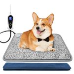 Bestio Cat Heating Pad,Electric Heated Cat Bed Indoor with Adjustable Thermostat Controller (1-24 Hours) and Chew Resistant Steel Cord,Pet Heating Pad for Puppy with One Plush Cover(Letter,18×18 in)