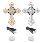 YINETTECH 2PCS Cross Car Air Vent Clip Shiny Rhinestone Car Essential Oil Diffuser Car Interior Charm Decoration Accessories for Women Men Auto Interior Decor