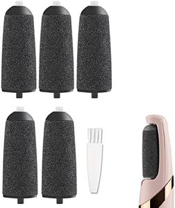 5 Pack Black Coarse Replacement Roller Refills Compatible with Finishing Touch Flawless Pedi Electric Tool File Include a Cleaning Brush