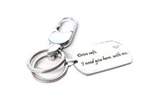 Streetsoul Drive Safe Message Engraved Keychain Stainless Steel Silver Keyring on 2mm Tag Gift for Women & Men.