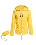 Zando 2024 Rain Jacket Women Lightweight Windbreaker Jacket Waterproof Raincoat for Women Packable Womens Jacket Spring Jacket with Hood Women Windbreaker Plus Size Raincoats Waterproof A Yellow XL