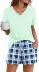 Avidlove Pajamas Set Womens Short Sleeve Loungewear Sleepwear 2 Piece PJ Sets Ice Green M