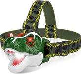 Headlamp LED Headlight T-Rex Head Torch Dinosaur Toys LED Headlamp Flashlight for Kids Realistic Dino Roar Sounds 3 Modes Helmet Light for Reading Running Camping Hiking Fishing