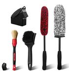 YeewayVeh Car Wheel Brush Set, 5 Pack Soft & Scratch-Free Deep Wheel Scrubbing Tool, Tyre Dressing Applicator Brush and Detailing Brush for Car Motorcycle Tire Rim Fenders Exhaust Tips Car Wash Kit