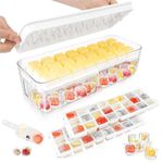 Ice Cube Tray with Lid and Bin, Mofunci 48 pcs Ice Trays for Freezer, Ice Cube Trays for Freezer with 2 trays, Container, Lid & Ice Scoop, BPA Free