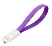 KING OF FLASH Magnetic Short Micro USB Cable Tangle-Free High Speed USB 2.0 Male A to B Sync & Charging Cord for Android, Power Banks, Portable Chargers, USB Plugs, External Battery Pack - Purple