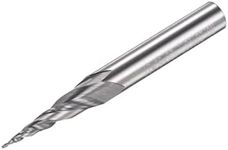 uxcell Tapered Ball Nose End Mill, Uncoated Solid Carbide 2 Flute Spiral Milling Cutter, 0.25mm Radius, 0.5mm Diameter, 6mm Shank, 50mm Length, 15 Degree Angle