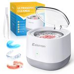 Exluvon Ultrasonic Retainer Cleaner, 45kHz Ultrasonic Dental Cleaner Machine, 250ML Ultrasonic Cleaner for Dentures, Retainer, Aligner, Mouthguard, Invisalign, Whitening Trays and Jewelry