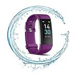 Fitness Tracker with Blood Pressure Heart Rate Sleep Monitor, Waterproof Activity Tracker Health Watch, Step Calorie Counter Pedometer for Men and Women for Android and iOS Smartphone (Purple)