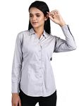 Blue Ronin Women Full Sleeve Stylish Western Official Formal Shirts for Women Regular fit Shirts for Women (Grey_M)