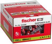 Fischer Wall Plug, Red/Grey, 8 x 40 mm