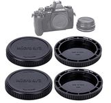 Fotasy MA2X 2x Rear Lens Cover, Camera Body Cap Set and Cleaning Cloth for MFT Micro 4/3 M43 Mirror Less Camera (Black)