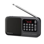 Amkette Pocket Mate Digital FM Radio with Bluetooth Speaker - Type C Charging, Antenna, Multiple Playback 8 Hours Playtime, and Number Pad (Headphone Jack, SD Card, USB Input) (Grey)