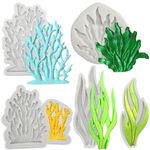 5 PCS Marine Theme Fondant Silicone Mold Seaweed Sea Coral Shape DIY Handmade Baking Tools Cake Mould for Decorating Cake Fondant Paste Sugar Cookie