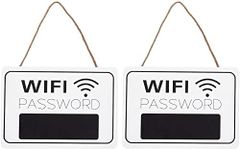 Juvale 2 Pack WiFi Password Sign with Small Chalkboard, Wooden Hanging Board for Home and Business, 7.9x5.6