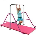 XINDONGSHENG Children Monkey Bar Gymnastics Athletic Expandable Kip Balance Bars Junior Training Play Gym Purple with 2Ft x 6Ft Gymnastic Mat z