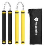 Nunchucks Safe Foam Rubber Training Nunchucks Nunchakus with Steel Chain for Kids Adults & Beginners Practice and Training(1 Black+1 Yellow)