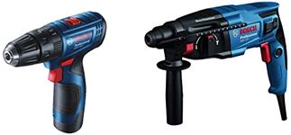 Bosch Concrete, Steel & Wood Gbh 220 Corded Electric Professional Rotary Hammer (720Watt, 2.0J, 2.3 Kg) & 2200-Watt 14-inch Chop Saw Machine (Blue) & Li Cordless Drill Driver, Double Battery (Blue)