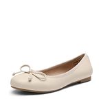 DREAM PAIRS Womens Classic Bow Flats Ballerina Slip on Formal Casual Pumps Style Shoes,Size 5,Beige,SDFA2203W-E