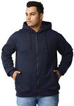 Wear Your Opinion Men's Fleece S To 5Xl Plus Size Zipper Regular Fit Hoodies Jacket For Winter Wear (Design: Solid,Navy,Xxxx-Large)