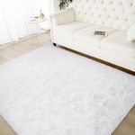 Terrug Fluffy Large Area Rugs for Living Room Bedroom, White 4x6 Rug Washable Shag Carpet, Super Soft Fuzzy Plush Non-Slip Cute Modern Kids Rug for Nursery College Dorm Classroom Kids Room Home Decor