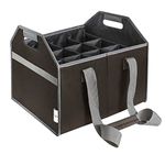 TheBarsentials 12 Bottle Wine Carrier Collapsible Reusable with Strap for Liquor Champagne Beer Glasses Storage Shopping Travel (Black)