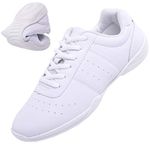 DADAWEN Women's White Cheerleading Shoe Fitness Training Shoes Dance Shoes Tennis Sneakers Cheer Shoes for Girls White US Size 8/EU Size 40