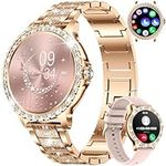 Smart Watch for Women Make/Answer Call Voice Assistant Message Reminder Fashion Diamond Fitness Activity Trackers 1.32' HD Touchscreen IP67 Waterproof Tracking Calorie Step Women's Smartwatches Pink