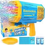 Bubble Machine Blaster - Bubble Gun for Kids, Adults, Automatic Bubble Machine Gun with 69 Holes, LED Lights (Blue)