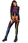 Honeystore Women's Skeleton Halloween Costume Catsuit Bodysuit Cosplay Jumpsuits, Hs355, XL